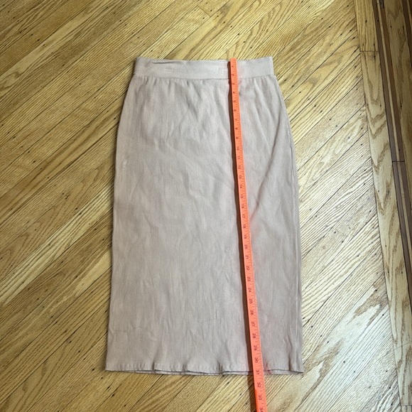 JAPPAREL Tan Ribbed Midi Skirt XL, Pull-On Stretch Waistband, Made in USA - Picture 2 of 6